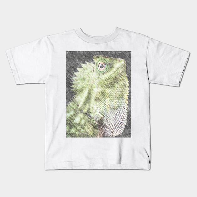 chameleon forest dragon Kids T-Shirt by Banyu_Urip